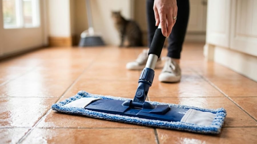 Sau khi lau nhà, bạn cần giặt sạch cây lau và phơi ở nơi khô ráo, thoáng mát cho khô hoàn toàn.