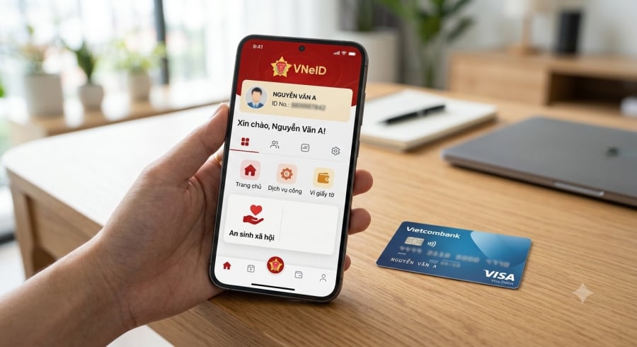 Người dân có thể tích hợp tài khoản ngân hàng chính chủ trên VNeID để nhận các khoản an sinh xã hội.