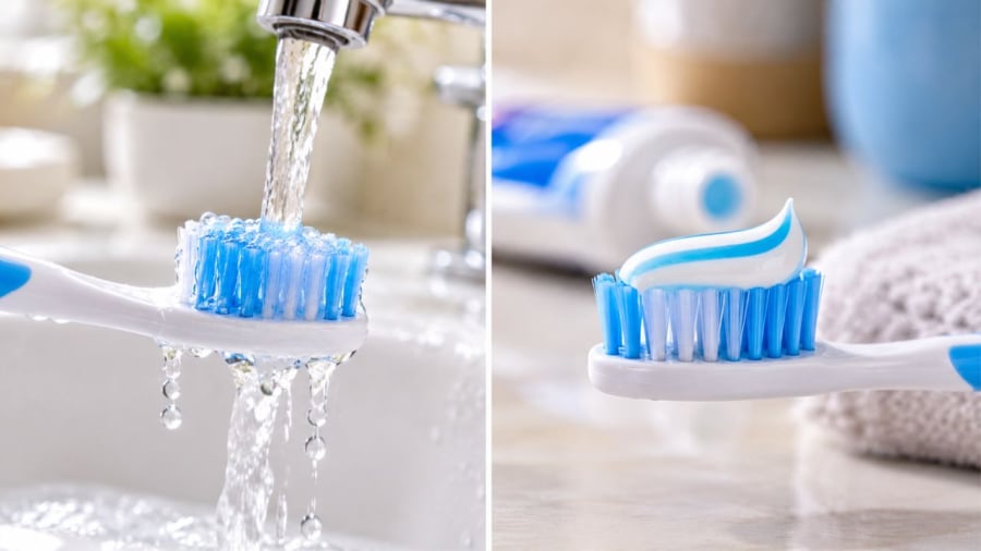 Bạn có làm ướt bàn chải đánh răng không?