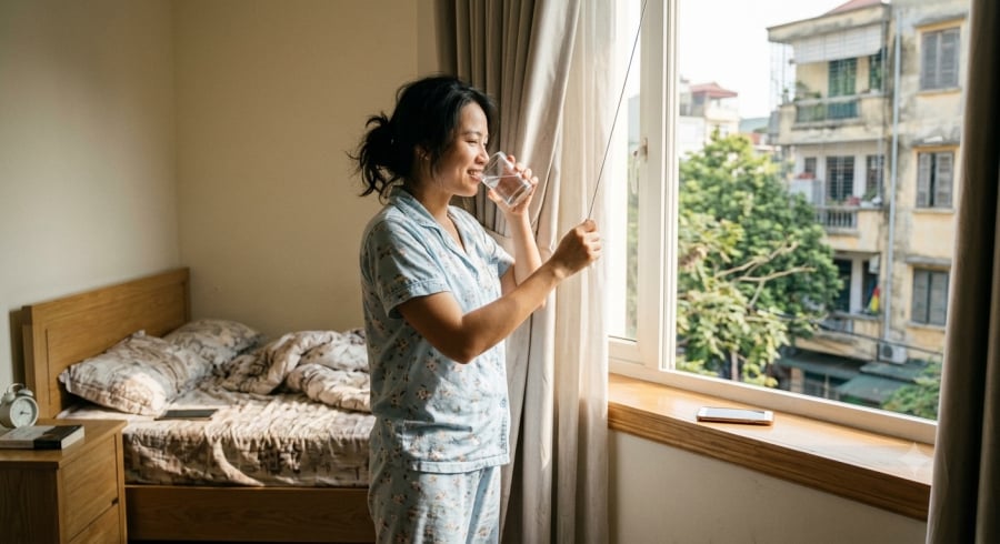 Hạn chế kiểm tra điện thoại ngay khi thức dậy giúp tạo một khoảng chuyển tiếp nhẹ nhàng trước khi bắt đầu ngày mới.