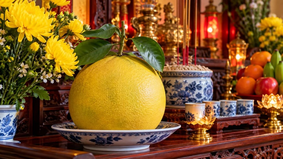 Quả bưởi thường được dùng thắp hương