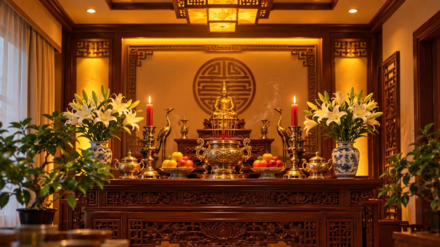 Tại sao thường thấy ánh sáng vàng hơn là ánh sáng trắng ở nơi thờ cúng?