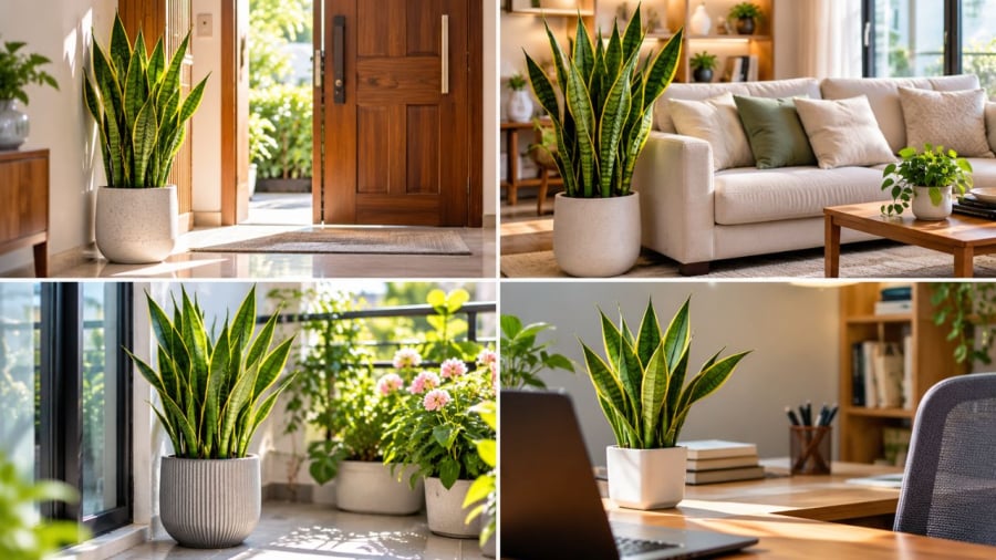 Cây lưỡi hổ đặt đúng vị trí giúp mang lại cảm giác tăng sinh khí