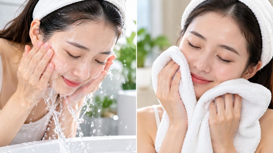 Rửa mặt bằng tay hay bằng khăn sẽ tốt hơn?