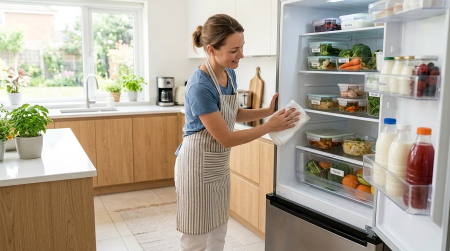Bảo quản thực phẩm trong hộp kín và lau sạch các ngăn tủ lạnh thường xuyên là cách đơn giản để hạn chế mùi thức ăn lẫn vào nhau.