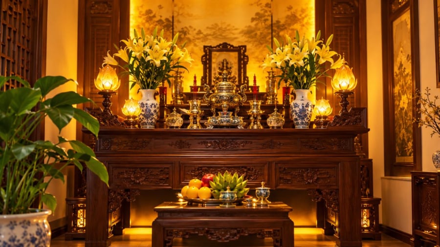 Ánh sáng thường thấy nơi thờ cúng thường là màu vàng