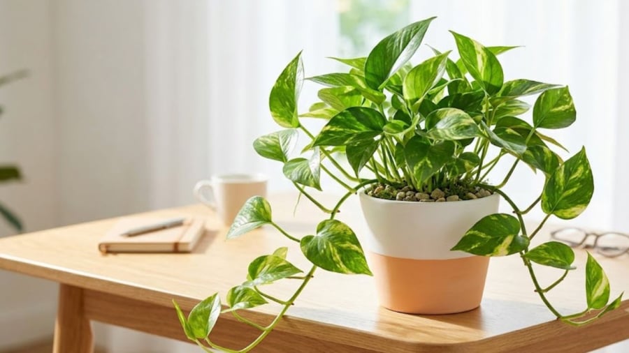 Bạn có thể trồng cây trầu bà ở lối vào nhà ở đặt ở khu vực làm việc.