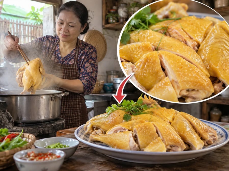 Thông thường, mọi người sẽ cho gà vào nồi nước rồi đun đến khi chín. Cách làm này đơn giản nhưng nếu không kiểm soát tốt thời gian và nhiệt độ, thịt gà dễ bị nhạt, phần ức khô trong khi phần đùi đôi khi chưa chín kỹ.    