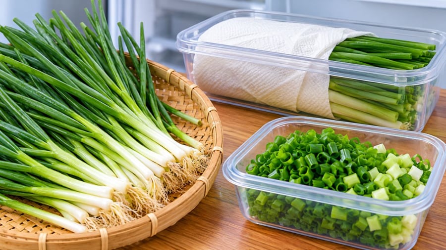 Mẹo bảo quản hành lá giúp tươi lâu