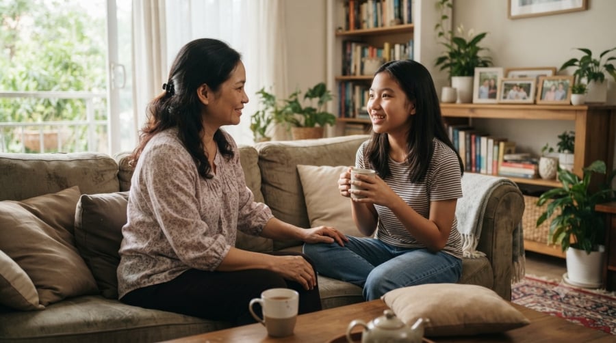 Cha mẹ nên chia sẻ với con những vấn đề phù hợp với độ tuổi, tránh để trẻ phải gánh những lo lắng vượt quá khả năng của mình.
