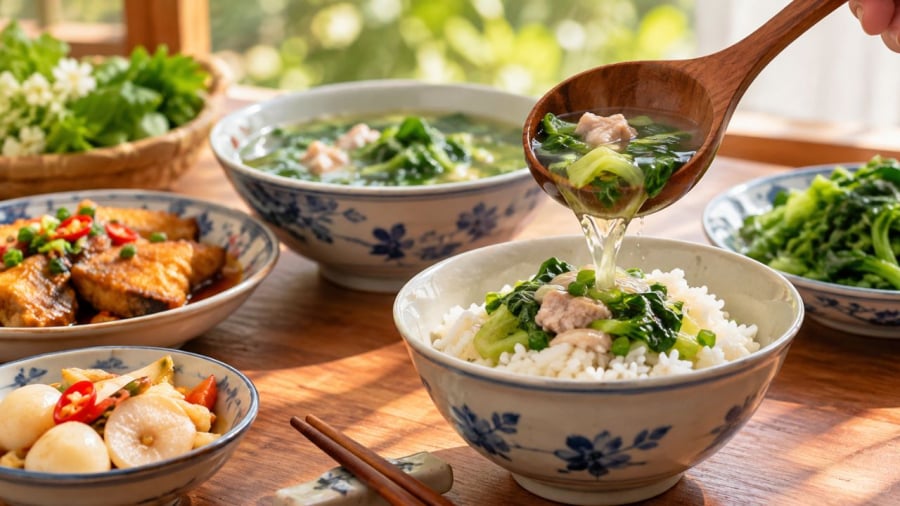 Cơm chan canh có tốt không?