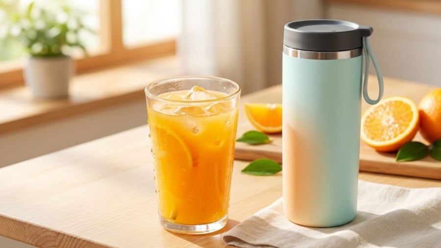 Hạn chế để các loại nước trái cây có tính axit trong bình giữ nhiệt bằng thép không gỉ.