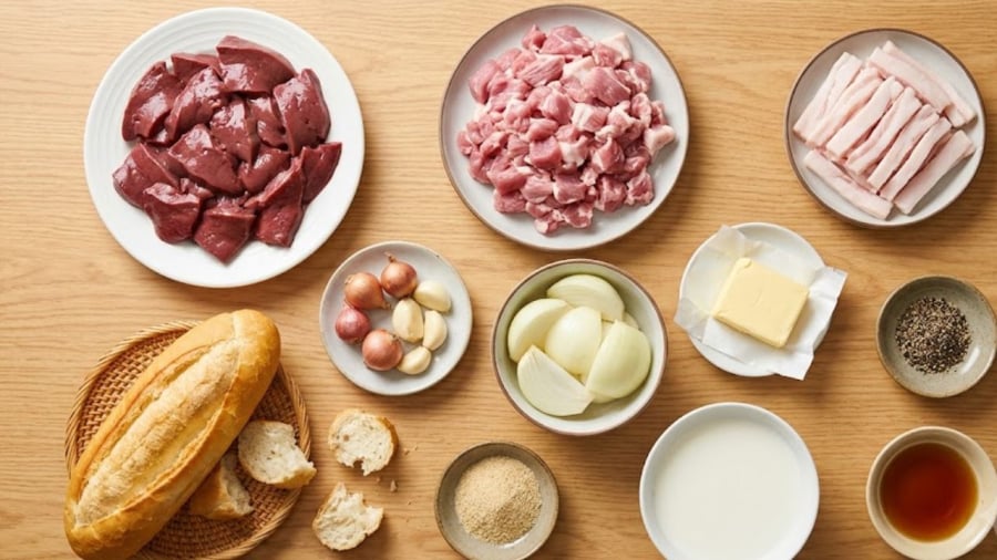Món pate Hải Phòng sử dụng các nguyên liệu khá đơn giản, dễ mua.
