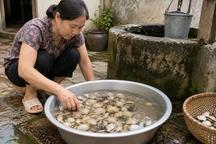 Đây là phương pháp đơn giản, dễ thực hiện, không cần sử dụng quá nhiều nguyên liệu mà vẫn giúp nghêu, sò nhả bớt cát hiệu quả.    