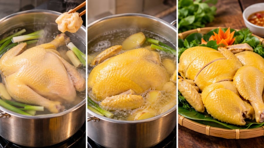 Luộc gà da vàng đẹp tự nhiên không khó