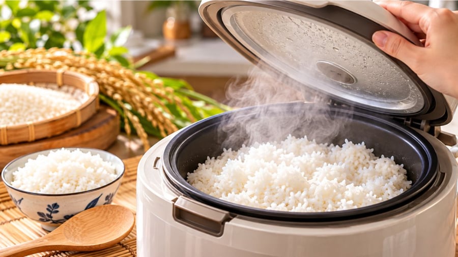 Chú ý thời điểm mở nắp nồi cơm điện ảnh hưởng tới chất lượng bữa cơm