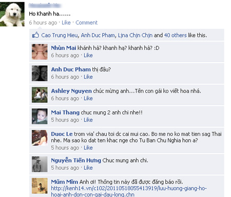 Ảnh chụp màn hình facebook của nhạc sĩ Hồ Hoài Anh, anh chia sẻ với bạn bè trên facebook cách đây 6 tiếng, tức vào 18h chiều qua 18/5.