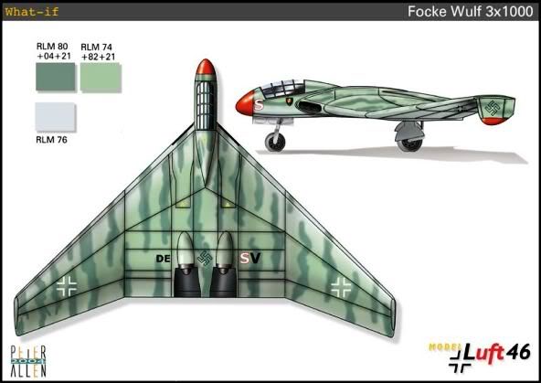 Mô hình phác thảo đầu tiên của dòng máy bay Focke-Wulf  Fw 1000x3  được mã hiệu là A