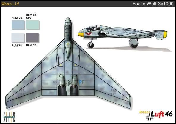 Mô hình phác thảo thứ 2 của dòng máy bay Focke-Wulf  Fw 1000x3  được mã hiệu là B