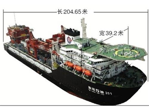  Dầu khí Hải dương 201 có trị giá 2,8 tỷ Nhân dân tệ (khoảng 442 triệu USD). Nó có thể đặt những ống thăm dò ở độ sâu khoảng 3.000 m và mang được 380 người trong mỗi chuyến ra khơi. 