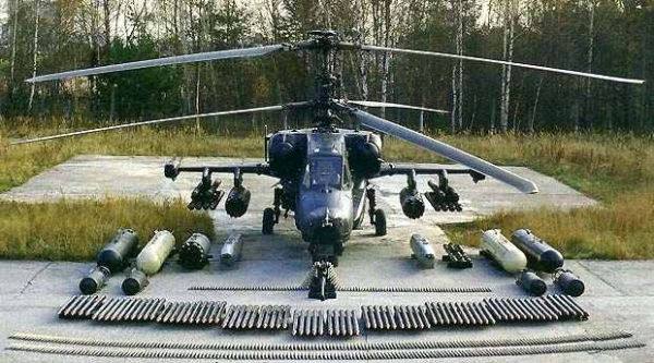 Chiếc trực thăng này đem theo khá nhiều vũ khí ở bốn mấu cứng bên dưới cánh phụ ngoài ra còn có hai mấu đầu cánh, với tổng cộng 2.300 kg chất tải tùy thuộc theo từng loại vũ khí lắp đặt.