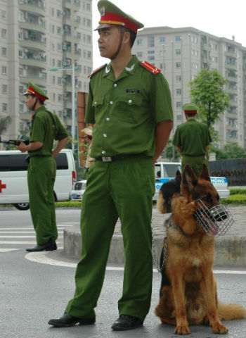 Chó nghiệp vụ cũng được tham gia diễn tập