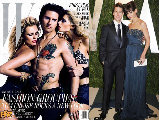 Tom Cruise và Katie Holmes khi còn hạnh phúc và bức ảnh bìa tạp chí W được cho là một trong những điều làm Katie khó chịu về Tom.