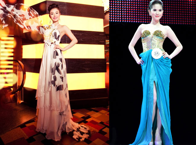 Vẻ rạng rỡ của hai Hoa hậu Việt Nam Hoàn Cầu Ngọc Trinh và Julia Hồ