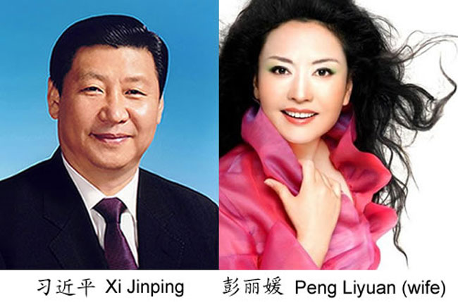 Trước đó, một chính trị gia Trung Quốc cũng kết hôn với một ca sỹ khiến dư luận quốc tế từng quan tâm tới đó là cuộc hôn nhân của Phó chủ tịch Quân ủy TƯ Trung Quốc Tập Cận Bình với nữ ca sỹ nổi tiếng bà Bành Lệ Viện là một trong những nghệ sĩ hát dân ca hàng đầu của Trung Quốc. (Tổng hợp)