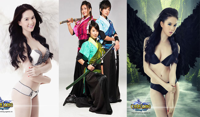  Ba cô gái của nhóm S.H.E làm hình ảnh đại diện của game “Tân tuyệt đại song kiều online” với tạo hình của ba hiệp nữ chính đã làm mất đi vẻ nữ tính, duyên dáng của một người con gái. Nhưng tất cả những điều đó lại hội tụ trong nữ hoàng đồ lót Ngọc Trinh trong Chân Long Giáng Thế
