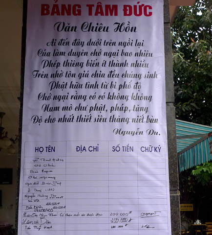 Văn Chiêu hồn của Nguyễn Du được treo trong Đại lễ cầu siêu chó mèo.