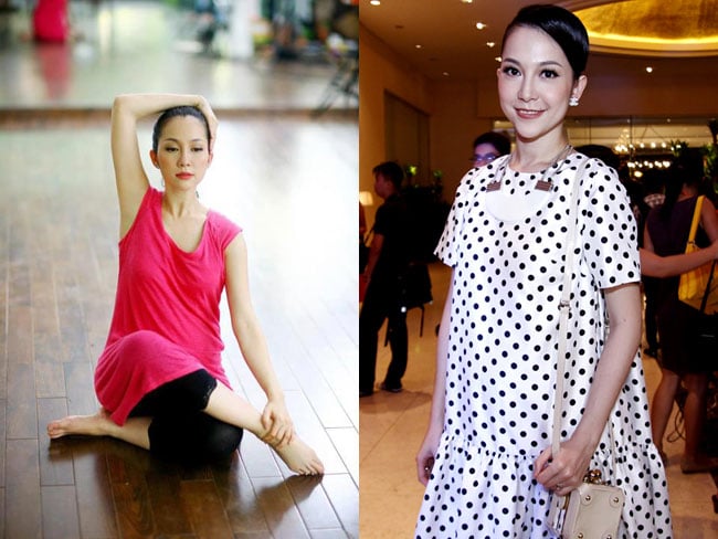 Mới mấy tháng đầu mang thai, Linh Nga khá kín tiếng trong chuyện bầu bì, thường xuyên xuất hiện với trang phục rộng rãi và khéo léo che bụng bằng phụ kiện.
