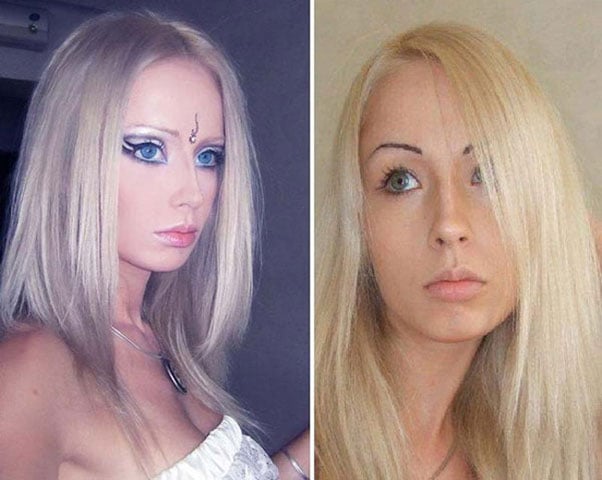 Trước đó, có nhiều bức ảnh chụp  Valeria Lukyanova cách đây vài năm so sánh với ảnh chụp Valeria gần   đây có nhiều người đã đặt nghi vấn cô gái này đã “sử dụng dao kéo”  tự hủy hoại vẻ đẹp tự nhiên của mình để   trở thành một búp bê vô cảm. 