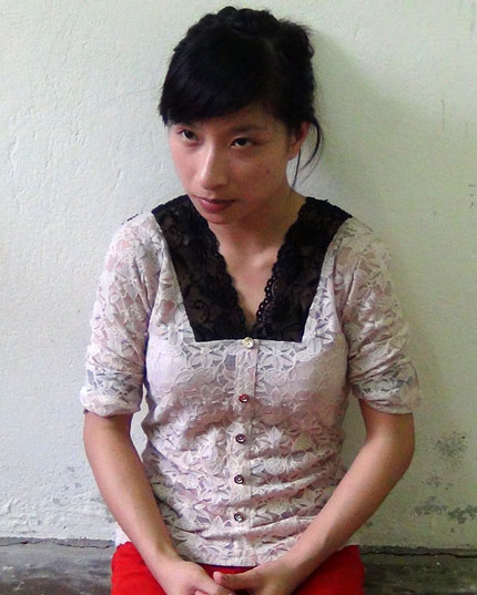 Đối tượng Lê Thị Kim Dung tại cơ quan công an.