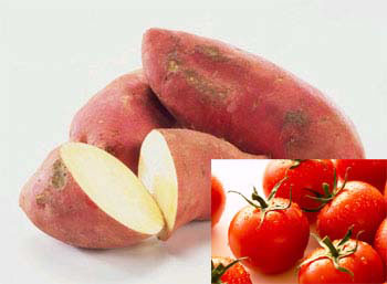   Khoai lang và cà chua có tác dụng tẩy độc cho cơ thể.