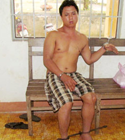 Đối tượng Đinh Xuân Cường tại cơ quan điều tra.