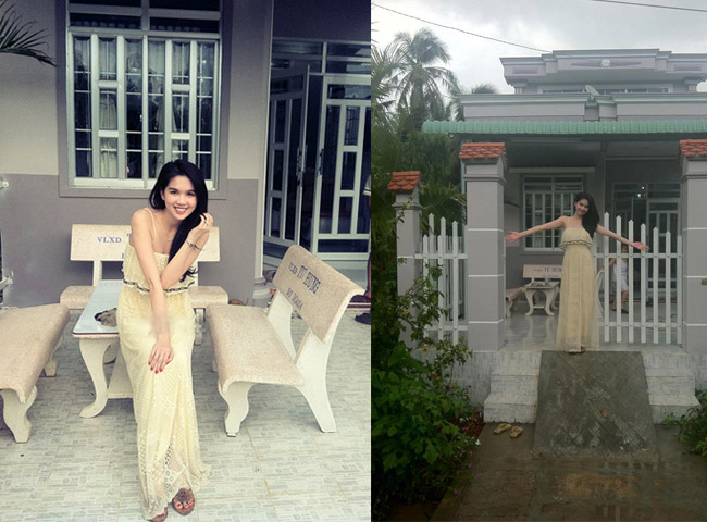 Ngoài nơi ăn chốn ở sang trọng, đầy đủ của riêng mình, Ngọc Trinh cũng đã xây nhà cho ba và mẹ kế. Đặc biệt, cách đây mấy tháng Ngọc Trinh còn xây riêng cho mẹ kế một ngôi nhà khá trang trang và có 2 tầng. Nhà được xây cao ráo để tránh nước lũ mỗi khi mùa mưa đến. Ngọc Trinh 