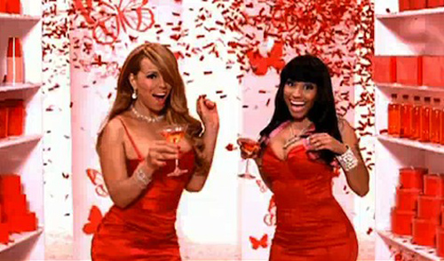 Mariah Carey (bên trái) và Nicky Minaj trong MV ca khúc 