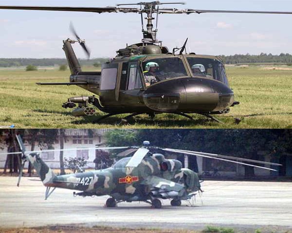 Hai loại trực thăng vũ trang khủng nhất của quân đội Nhân dân Việt Nam: Mi-24A và UH-1