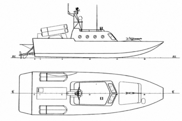 Mô tả hình vẽ thiết kế tầu chiến cao tốc C-14 Cat Class.