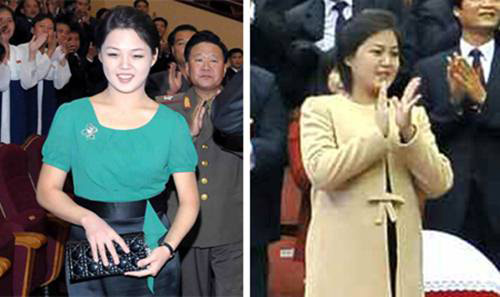 Dù mặc áo khoác dài nhưng Đệ nhất phu nhân Ri Sol Ju vẫn không thể che đi bụng bầu.