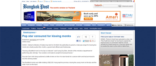 Bản tin trên trang điện tử của tờ Bangkok Post