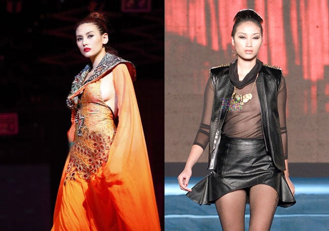 Huyền Trang để lộ nhũ hoa khi  trình diễn trên sân khấu