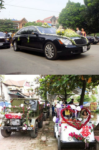 Sáng 11/10 tại thành phố Ninh Bình, một đám cưới với hàng chục chiếc xe sang tham dự cũng gây chú ý đối với những người dân nơi đây. 