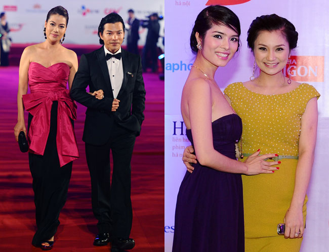 Cũng trong Lễ khai mạc Liên hoan phim quốc Tế Hà Nội, Trương Ngọc Ánh và Kiều Thanh cũng mặc những chiếc váy gợi cảm, khoe vai trần của mình.