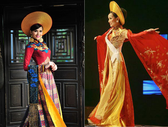 Bộ trang phục lần này mà Diễm Hương diện đã quay về với những chiếc áo dài quen thuộc với phong cách kín đáo, sang trọng và cầu kì.