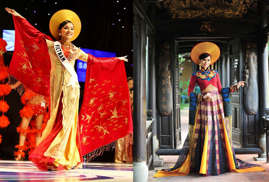 Bộ trang phục lần này đã thể hiện được sự đài các, quý phái mà vẫn đằm thắm của người con gái Việt.