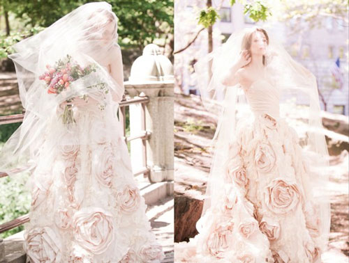 Váy cưới hoa hồng tuyệt đẹp cho cô dâu trong ngày cưới.