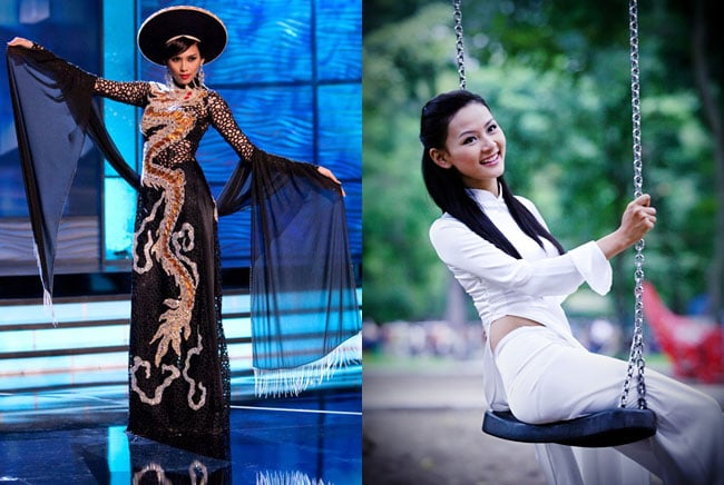 Các bộ áo dài được cách tân quá đà, không còn giữ được nguyên vẻ truyền thống.