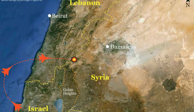  Trước đó, truyền thông quốc tế cũng đưa tin rộng rãi về việc một phi đội chiến đấu cơ của Israel đã tấn công một đoàn xe chở vũ khí từ Syria tới Lebanon ngay trên lãnh thổ Syria, gần biên giới 2 nước.